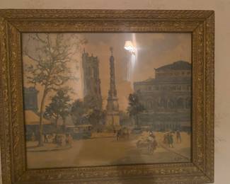 Therese Darche 1946 print of one of the paintings of the Cjatelet Notre Damr Wusis Julien 