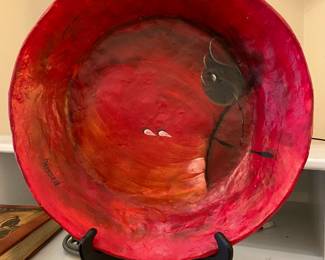 Vintage Russell painted bowl local art