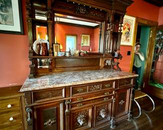 Antique Breakfront with Marble Top