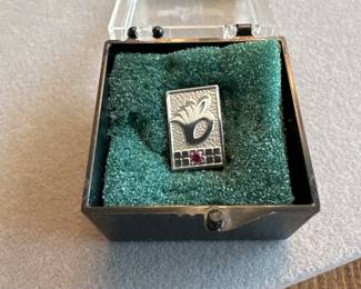 B- silver with ruby award pin 