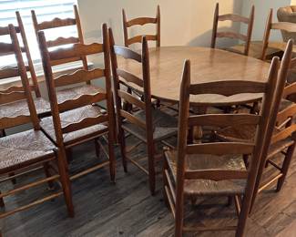 Cane chairs and small table 