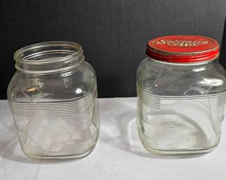 Pair of Vintage Square Jars 1 with Solitaire Coffee