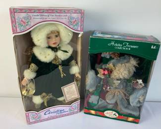 Christina Porcelain Doll Holiday Treasure Bear