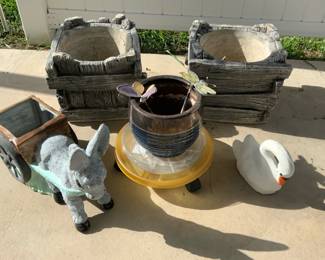 Cement Planters, Ceramic Donkey Cement Swan