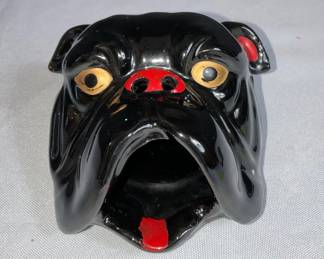 Vintage Black Bulldog Smoker Ashtray