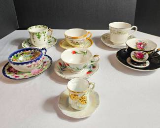 Seven Sets of Tea Cups One Occupied Japan