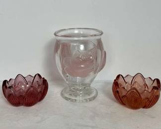 Fenton Flower Bed Candleholders Lead Crystal Rose Vase