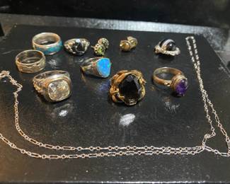 Sterling Silver Rings, Chain, Earrings