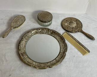 Silver Plate Dressing Table Set