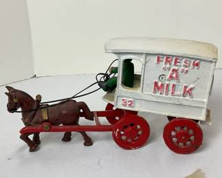 Vintage CastIron Fresh Milk, Delivery Wagon