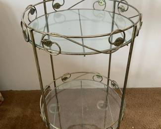 Glass Crome Rolling Bar Cart
