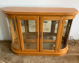 Contemporary Wood Glass Curio Display Cabinet
