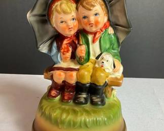 Boy And Girl Under Umbrella Vintage Music Box Unmarked