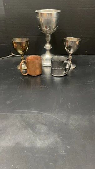 004 Moscow Mule Cup, Silver Plated Mug, Grand Pewter Chalice, 2 Metal Chalices