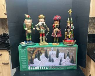 Christmas Village And 4 Nutcrackers 