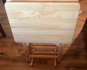 LIKE NEW NEVER USED WOOD TV TRAYS W STAND 
