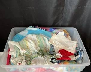 Box of handkerchiefs and scarves 