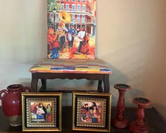 Colorful Art On Canvas , Sitting Bench And More 