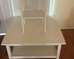 White Wash Wood Coastal Coffee Table And Side Table 