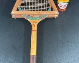Vintage Cortland Tennis Racquet And Can Of Wilson Balls