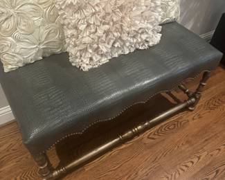 Alligator pattern, leather bench