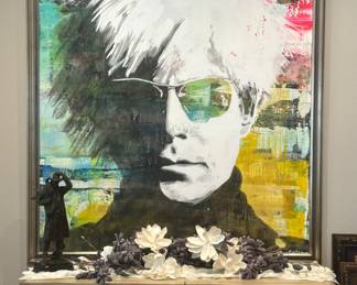 Original oil painting. One of a kind of Andy Warhol by Daniel Maltzman.  Larger than Life. 7 feet tall.