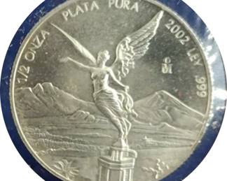 2002 Half oz .999 Silver Mexico Onza