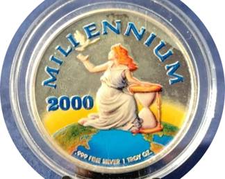 1 oz .999 Silver Round 2000 Millenium Republic of Liberia