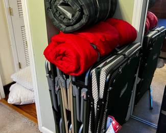 cots and sleeping bags