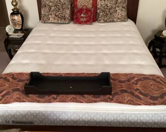 Full size bed with Sealy Posturepedic mattress with storage