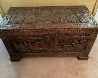 Hand carved Chinese trunk