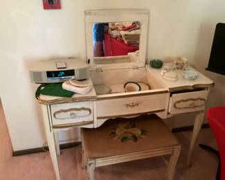 Mid century seven drawer vanity with mirror