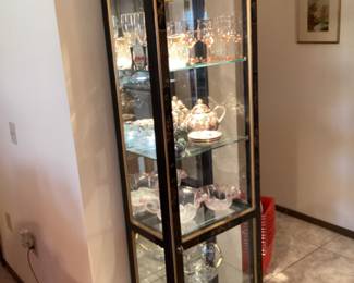 Chinese black lacquered curio cabinet