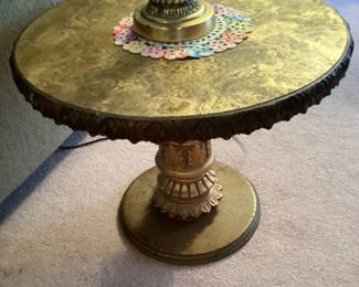 Vintage round marbled top end table