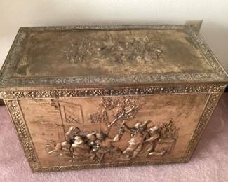 Stamped brass covered trunk