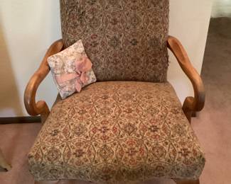 Vintage oak upholstered armchair