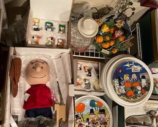 Peanuts collectibles:  Danbury Mint "A Charlie Brown Christmas" collector doll; Peanuts mini figure sets; Danbury Mint collector's plates