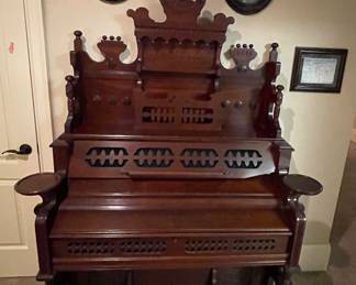 Fabulous antique pump organ made by Estey Organ Co. This item available for presale. Price $350 firm.