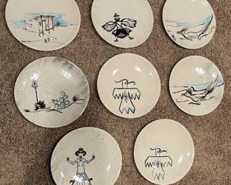 artist signed Hopi hand-painted plates