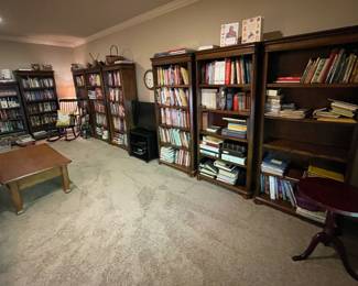 huge selection of books, 5 bookshelves available