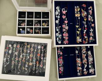 Danbury Mint Willabee & Ward month jewelry in display cases