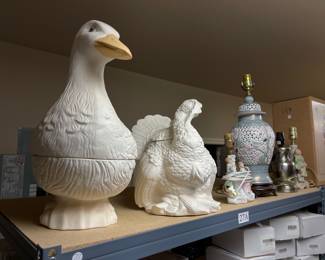 large ceramic duck & turkey, unfinished