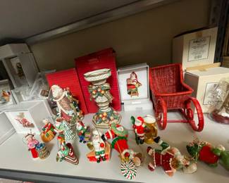 Fitz & Floyd Santa & candle holder, Danbury Mint ornaments