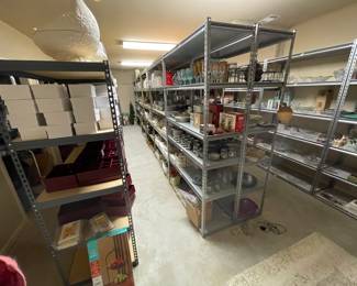 packed storage room! Metal shelves are also for sale. Pick-up will be after the sale is over.