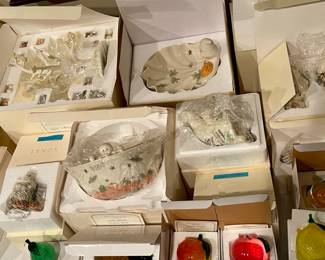Lenox Halloween, Lenox art glass fruit paperweights