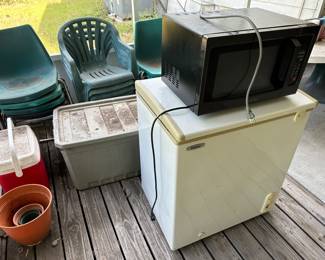 Chest freezer and several microwaves