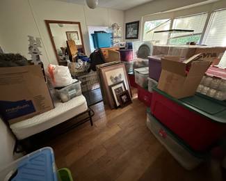 Rooms full of party supplies, wedding linens and centerpieces