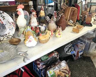 Large collection of roosters and chickens