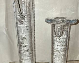 Kosta Boda pair of bubble crystal candlesticks