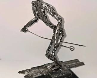 Snow Skier Modern Brutalist Sculpture